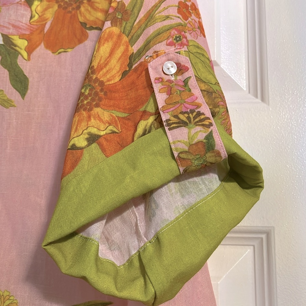 Women’s NWT Colorful Floral Wide Leg Drawstring Pants and Matching Top - Picture 11 of 15